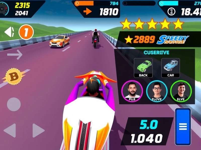 Speedy Surge Star car customization interface showing various upgrade options